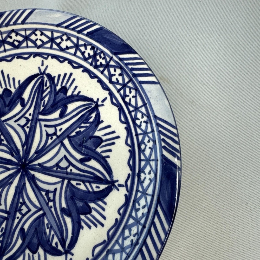 Vintage Signed FES small bowl Hand Made‎ Hand Painted Morocco 7 inch - Picture 4 of 10